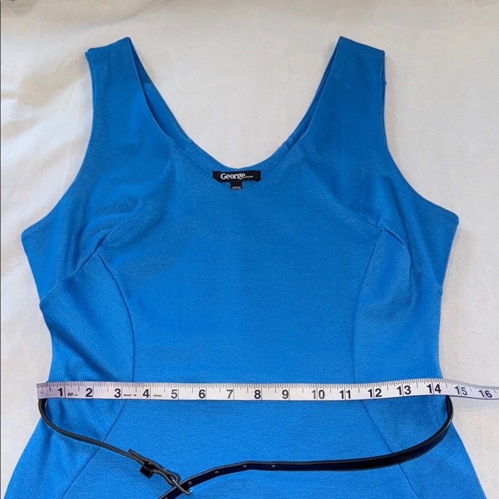 George Dress Blue Sheath Midi Office Cocktail Formal Women's Size M - Picture 8 of 10